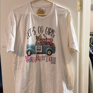 Tultex White 'Let's Go Girls' Graphic Tee